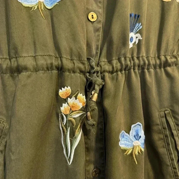 Chico’s Embroidered Anorak Jacket Utility Military Eclectic Casual Chic Boho 4 - Picture 6 of 8